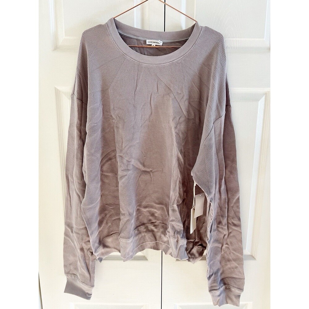 Good American Essentials Waffle Knit Lavender Crewneck Size 6 ( 2XL) NWT